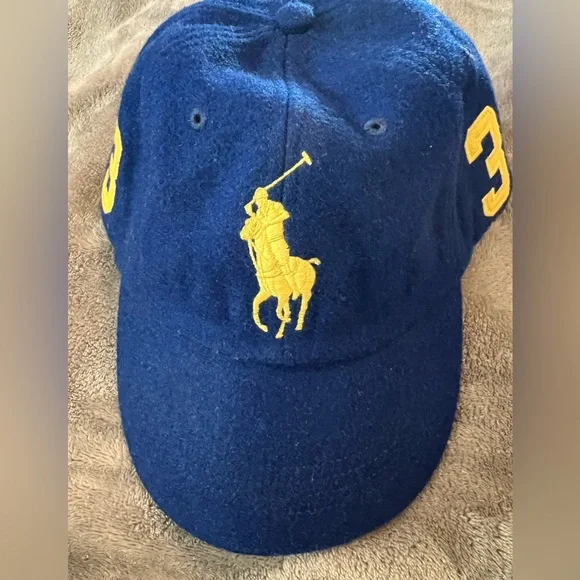 VINTAGE WOOL POLO RALPH LAUREN Blue 57% WOOL 43% VISCOSE BASEBALL CAP. Rare - Picture 1 of 7